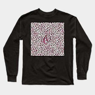 Letter O Monogram & Pink Leopard Print Long Sleeve T-Shirt